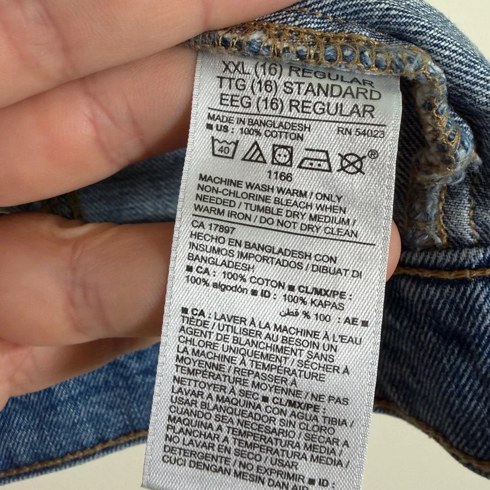 Old Navy Girls XXL 16 Blue Denim Vest Sleeveless Trucker Jacket Button Up